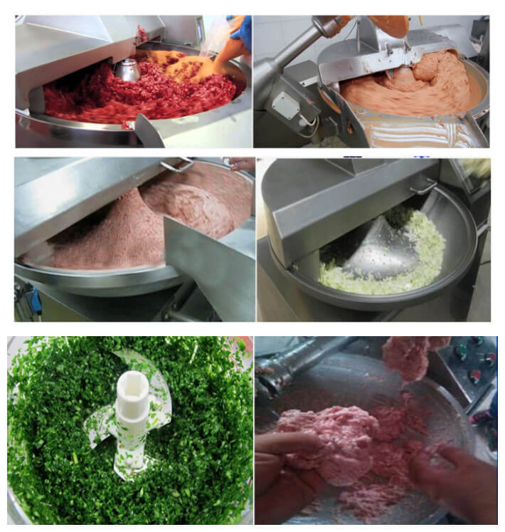 meat and vegetable processed by bowl chopper machine